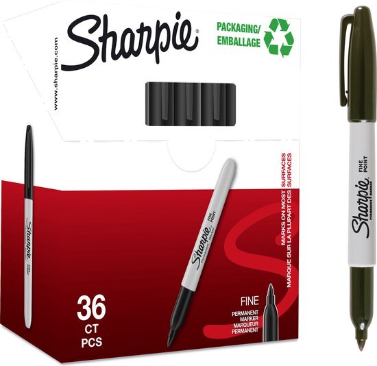 Sharpie permanente marker (met fijne punt) verpakking van 36 stuks zwart