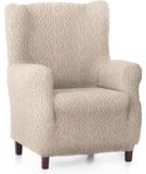Housse bi-élastique pour fauteuil à oreilles, respirant, écru