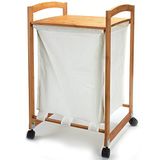 MSV wasmand bamboe (BxHxD): 45 x 73 x 41 cm wasmand van stof met een bamboe frame en opbergruimte voor het opbergen van was als praktische wasmand met handgrepen aan de zijkant, natuur