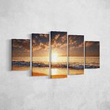 Homemania Wandbord zee 5 natuur en landschappen voor woonkamer, meerkleurig, 100 x 3 x 60 cm, HM205PKNV-256, polyester, hout