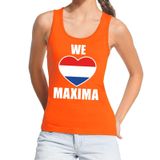 Bellatio Decorations Oranje We love Maxima tanktop shirt/ singlet dames - Oranje Koningsdag/ Holland supporter kleding XL