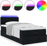 vidaXL Bed poef met matras en LED's 80x200 cm stof zwart
