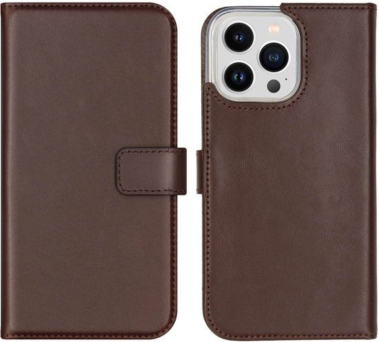 Selencia Echt Leren Bookcase voor de Apple iPhone 14 Pro Max - Bruin