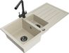 Mexen Andres Granieten gootsteen 1,5 wastafel met afdruiprek en keukenkraan Duero, beige