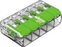 WAGO 221-425 221 Verbindingsklem Flexibel: 0.14-4 mm² Massief: 0.2-4 mm² Aantal polen: 5 25 stuk(s) Transparant, Groen