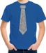 Bellatio Decorations Verkleed t-shirt voor kinderen - glitter stropdas - blauw - jongen - carnaval 110/116