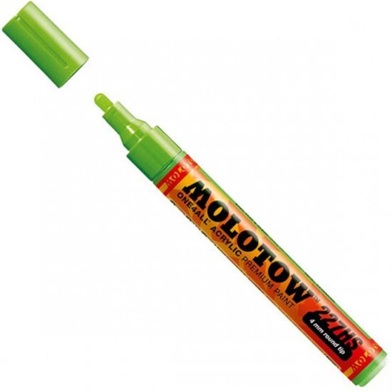 Molotow ONE4ALL 4mm Acryl Marker - Fluoriserend Groen - Geschikt voor vele oppervlaktes zoals canvas hout steen keramiek plastic glas papier leer..