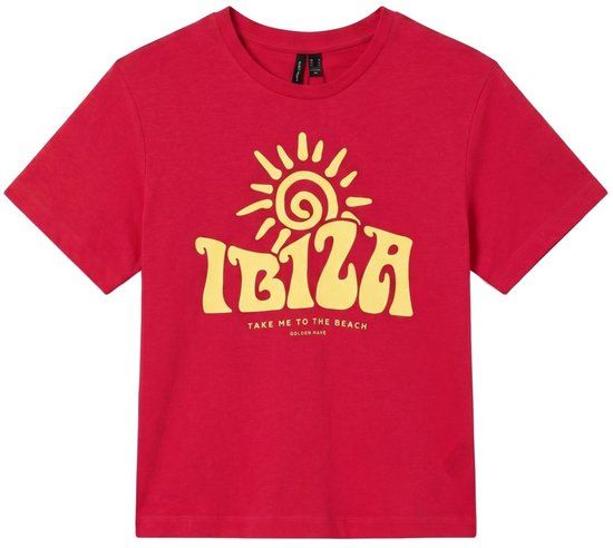 Vero Moda T-shirt Vmsolveig Ss O-neck Tee Exp 10352540 Rethink Pink/yellow Ibiza Dames Maat - XL