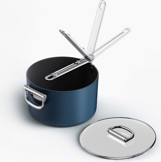Joseph Joseph Space steelpan met deksel – 23 cm – anti-aanbak
