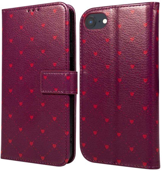 imoshion Design Bookcase smartphone - Crush Check Coral Dust - Geschikt voor Apple iPhone SE (2022) / SE (2020) / 8 / 7 / 6s / 6
