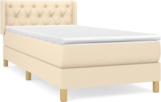 vidaXL Boxspring met matras stof crèmekleurig 80x200 cm