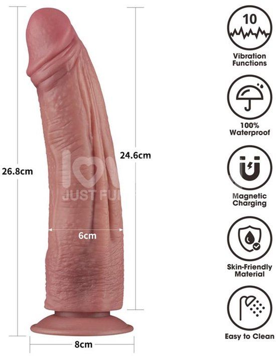 LoveToy - Power Cock - 26,5 cm - Vibrerende Dildo - Lichte Huidskleur