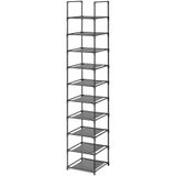 edihome, Schoenenrek, 10 Niveaus, (33 x 33 x 173 cm), Shoe Organizer, Smalle en hoge Schoenenrekken van Kunststof, Verticaal, Plank, Showrek (10 Niveaus - L)