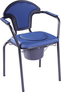 Herdegen Toiletstoel blauw met comfortabele zitting en emmer met deksel - postoel