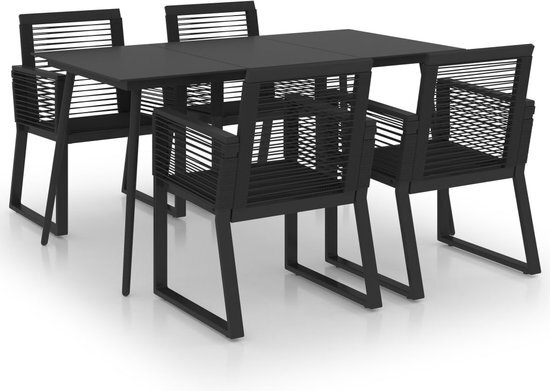 vidaXL 5-delige Tuinset PVC-rattan zwart