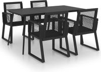 vidaXL 5-delige Tuinset PVC-rattan Zwart