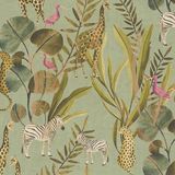 A.S. Création WILDE DIEREN BEHANG | Jungle - Groen Bruin Lila - Anna D'Andrea