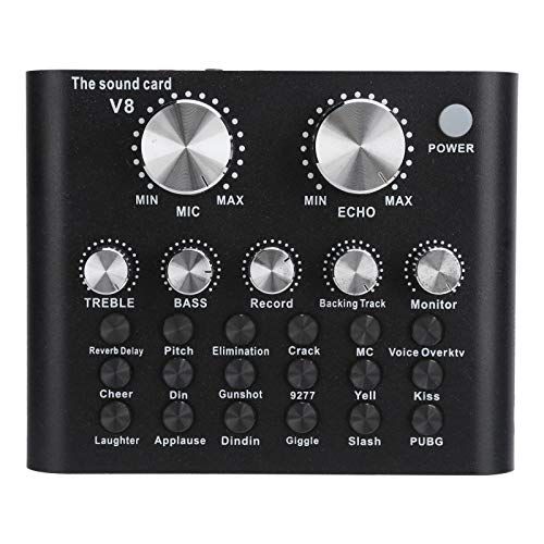 Dpofirs USB professionele externe pc-geluidskaart voor live streaming, hifi-audioadapter met Bluetooth-functie, 7 verbindingsmethoden Meerdere geluidseffecten