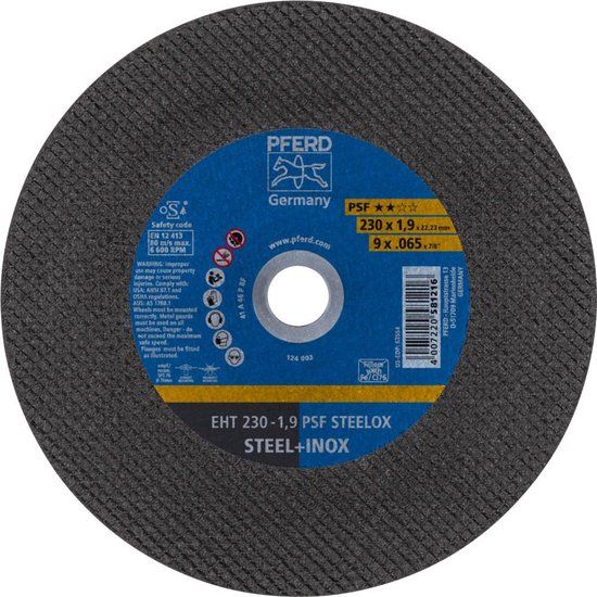 PFERD TOOLS PSF STEELOX 69198293 Doorslijpschijf recht 230 mm 5 stuk(s) RVS, Staal