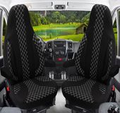 Bremer Sitzbezüge Premium Camper stoelhoezen voor Forster WPL408 in Zwart/Wit (2 losse stoelen)