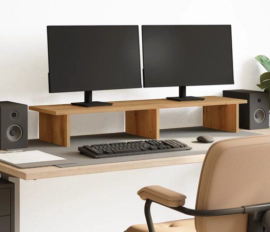 vidaXL Monitorstandaard - 100x27x15 cm - Eiken