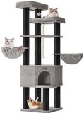 Feandrea Kattenboom - Grote Krabpaal - Meerdere Niveaus - XXL - 187 cm - Grijs/Zwart