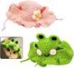 Merkloos Set van 2 Gebreide Dierenhoeden - Schattig Kikkerontwerp - Vert, Rose