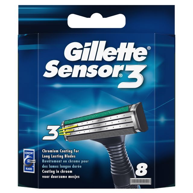 Gillette Sensor3 - Scheermesjes - Zwart - 8 stuks