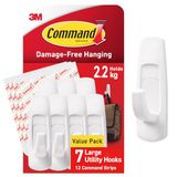 Command Witte haak, voordeelverpakking – set met 7 haken en 12 lipjes, 2,2 kg