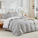 TRANKIELO® - Ensemble de literie 240x220 cm avec 2 taies d'oreiller - Housse de couette en microfibre avec fermeture éclair en gris/blanc