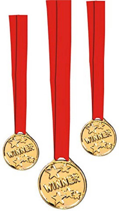 Stylex Metalen Medailles Winner - 6 Stuks - Goud/Rood