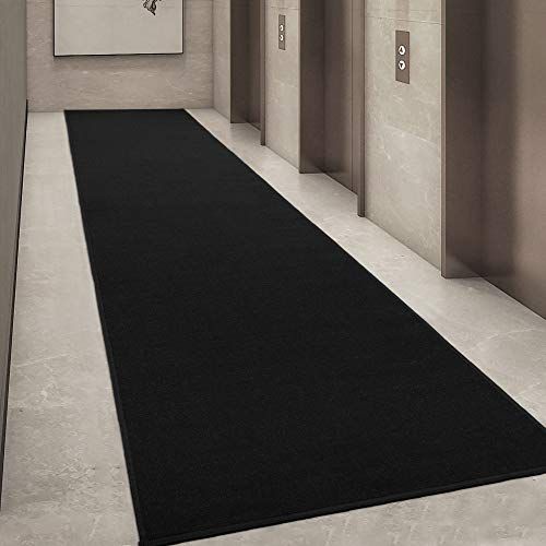 Ottomanson Ottohome-collectie tapijtloper met rubberen achterkant en effen design, 57 cm x 366 cm, zwart