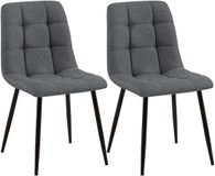 CLP Set van 2 Eetkamerstoelen Tilde - Gestoffeerd - Metalen Onderstel - belastbaar tot 150 kg - Stof/grijs