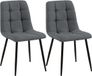 CLP Set van 2 Eetkamerstoelen Tilde - Gestoffeerd - Metalen Onderstel - belastbaar tot 150 kg - Stof/grijs