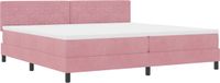 vidaXL Box Spring Bed with Mattress and LED Pink 200 x 200 cm Velvet