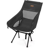 Rainberg Ultra lichtgewicht hoge rug campingstoel, klapstoel, campingstoelen voor volwassenen, opvouwbare tuin outdoor picknick barbecue stoelen (pak van 1, zwart)