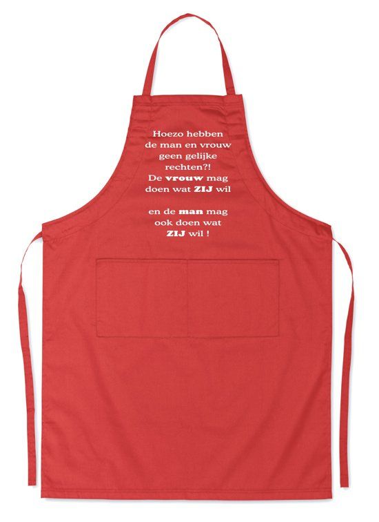 mijncadeautje kitchenware Mijcadeautje Schort - Gelijke rechten - opdruk wit - rood