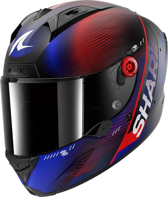 Shark Aeron Speed Tech Carbon Helm - Zwart Matt/rood/blauw - Maat M