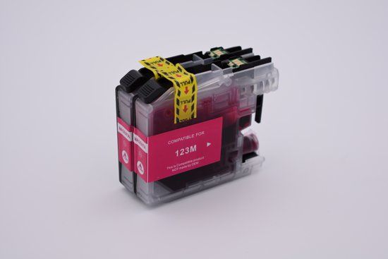 KATRIZ huismerk inkt voor Brother LC123M magenta 2 stuks - Met chip