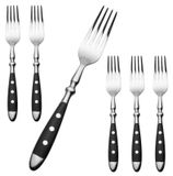 Omgoods - Set de 6 fourchettes de table en acier inoxydable avec manches noirs modernes