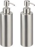 Merkloos 2x zeeppompje rvs - handzeep dispenser - zeepdispenser - zeeppomp - rvs - set