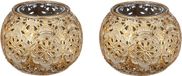 Bougeoir chauffe-plat - 2x pièces - doré - 7 cm - bougeoir chauffe-plat avec verre