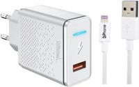 DrPhone Chargeur 12W avec 1x 1M et 2x 2M câble Lightning - Blanc