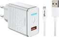 DrPhone Chargeur 12W avec 1x 1M et 2x 2M câble Lightning - Blanc