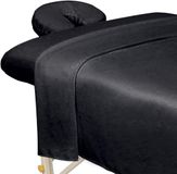 oCreon Premium microvezel massage set, bestaande uit een vlakke lakenset, een aansluitende lakenset en een gezichtsondersteuning. Kleur: zwart