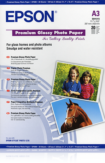 Epson Premium Glossy Photo Paper, DIN A3, 255g/m&#178;, 20 Vel