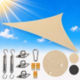 Silvergear Schaduwdoek Driehoek 3.6 x 3.6 x 3.6 m - UV Blok 90% - Zonnezeil Waterdicht - Zonwering Doek - Beige