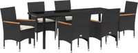 vidaXL Tuinset, 7-delig, Zwart, Polyrattan