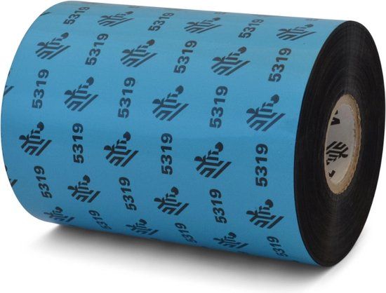 Zebra technologies Zebra 5319 Wax Thermal Ribbon 110mm x 450m Zwart