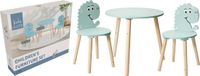 Home Styling Collection Kindertafel met 2 Stoelen Dinosaurus Print Blauw Houten Kinder Tafelset 50 x 50 x 50 cm